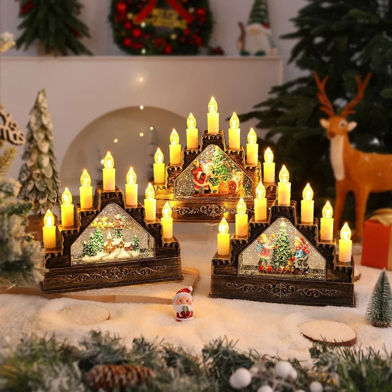 Christmas Wreath LED Lights & Glitter Figurines