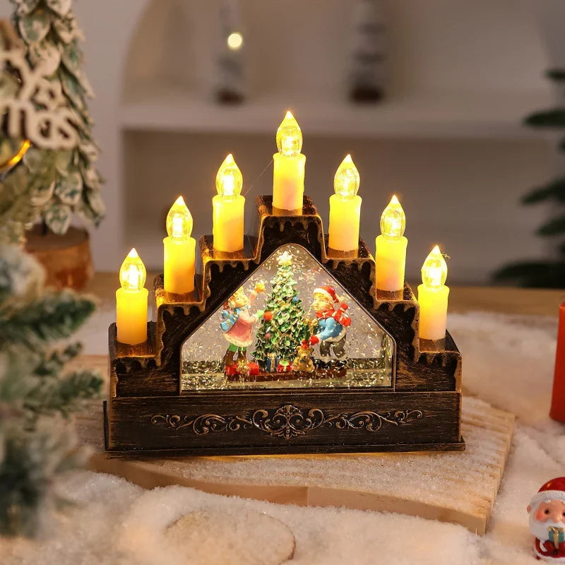 Christmas Wreath LED Lights & Glitter Figurines