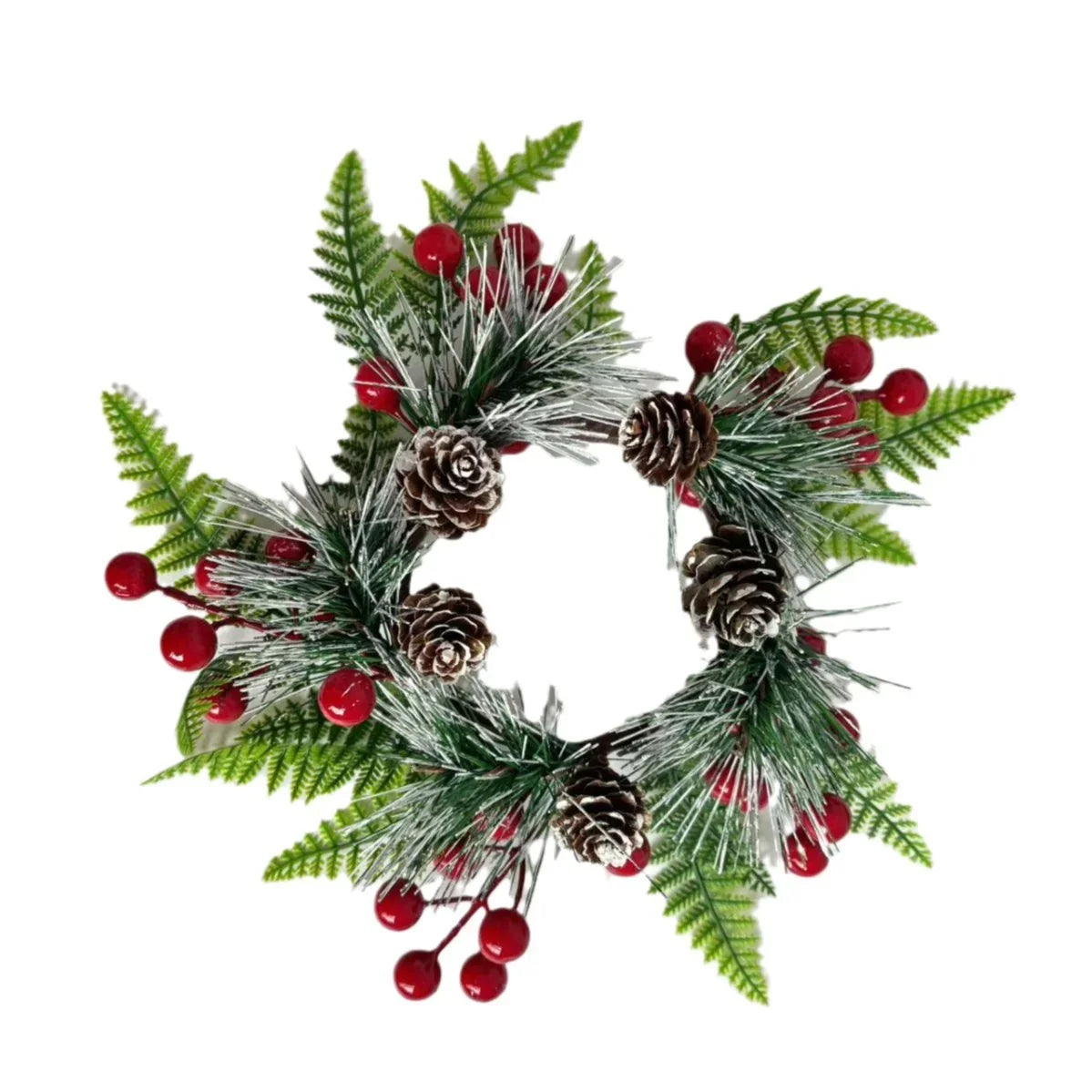 Christmas Wreath Pine Cones & Red Berries Weather-Resistant Indoor Outdoor