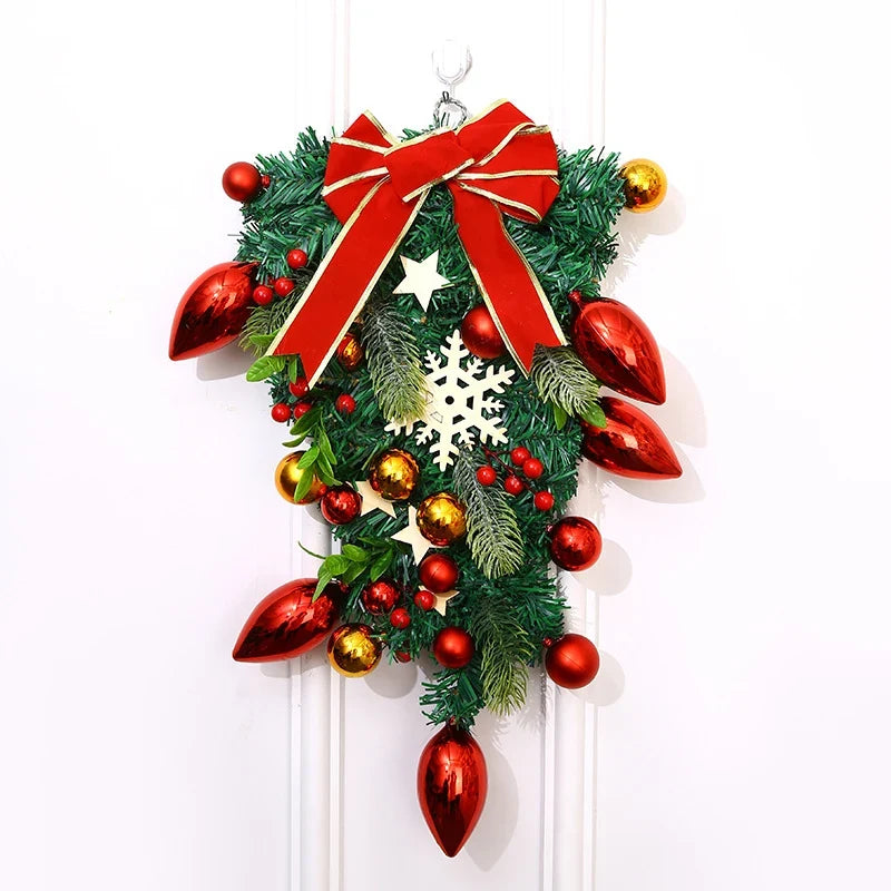 Christmas Wreath Red & Gold Baubles Merry Christmas Sign