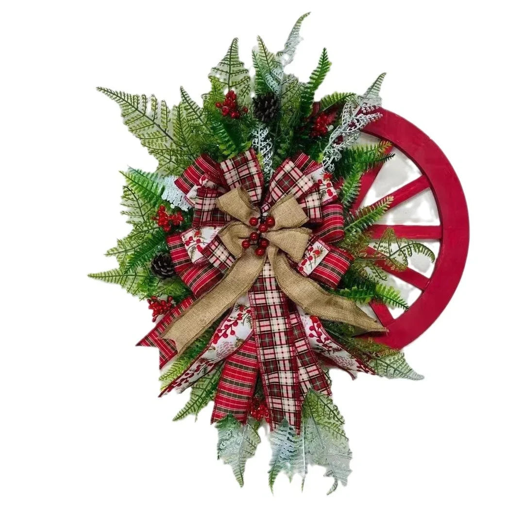 Christmas Wreath Rustic Farmhouse Faux Evergreens 24 Inch