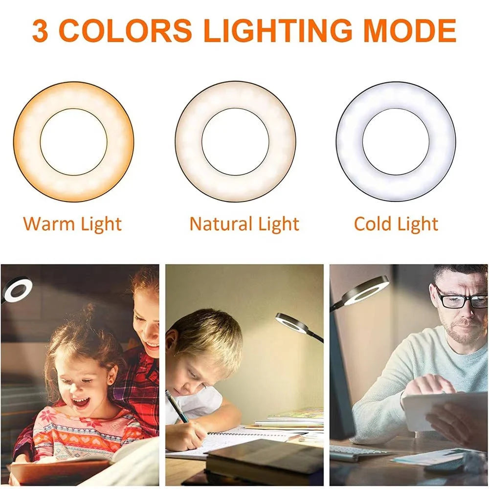 Clamp-On Desk Lamp 360° Gooseneck USB-Powered