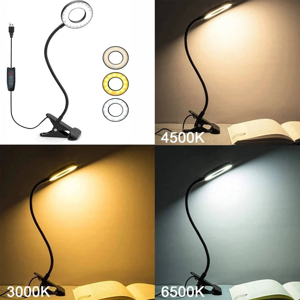 Clamp-On Desk Lamp 360° Gooseneck USB-Powered