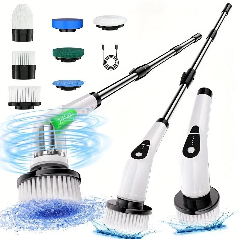 Cleaning Brush Cordless Rotating Telescopic Handle 7 Heads