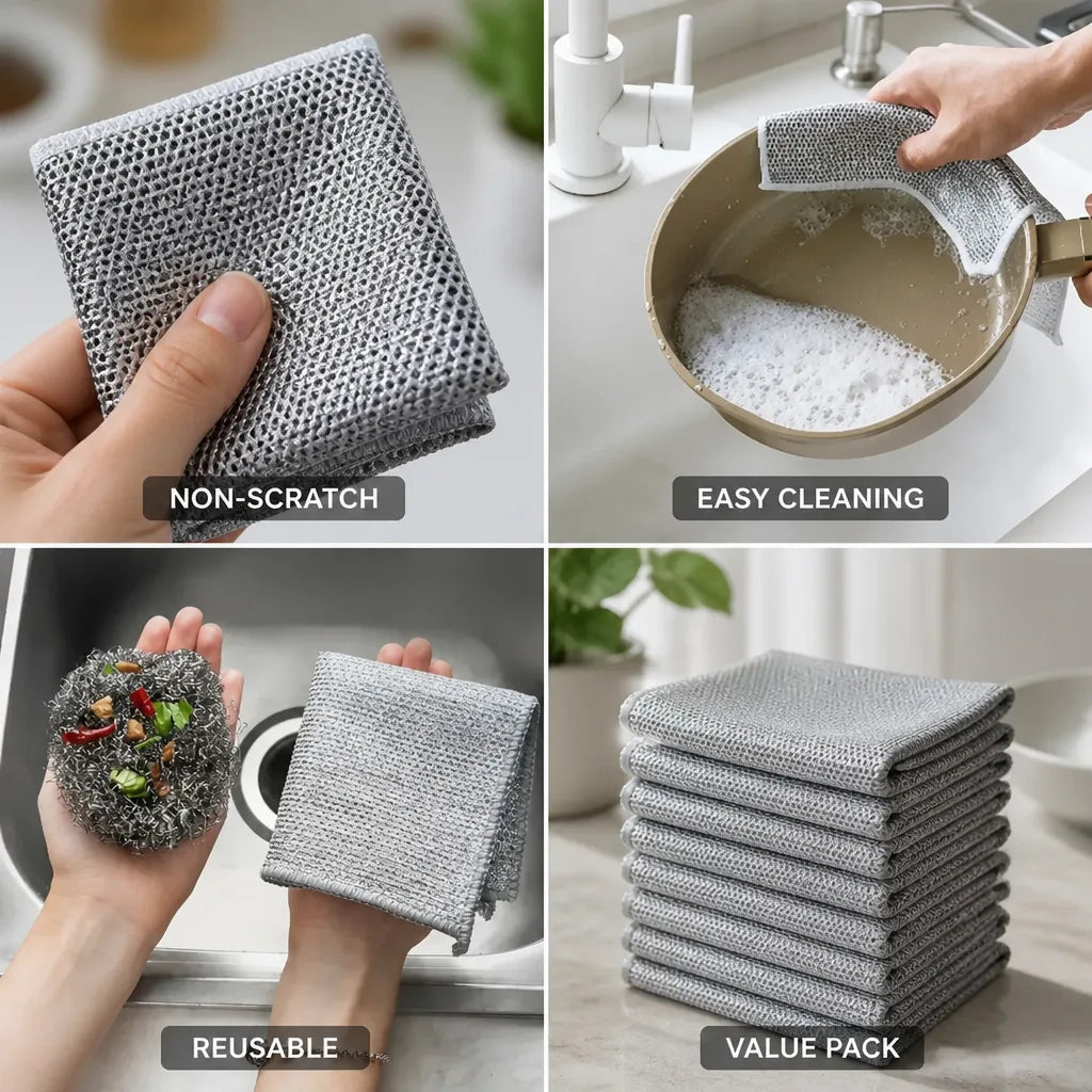 Cleaning Cloths Non-Scratch Double-Sided Microfiber Pack Of 20