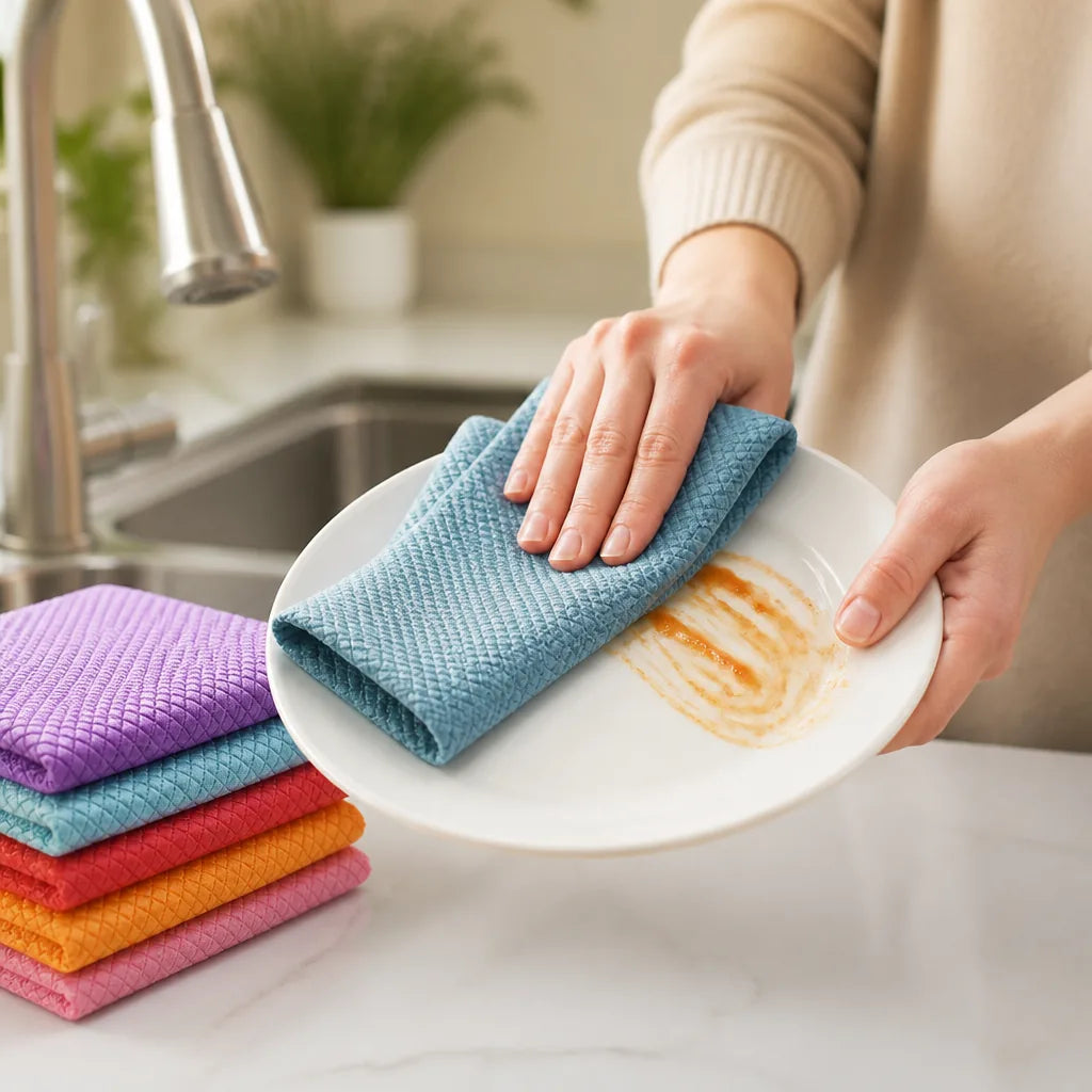Cleaning Cloths Streak-Free Microfiber Washable & Eco-Friendly