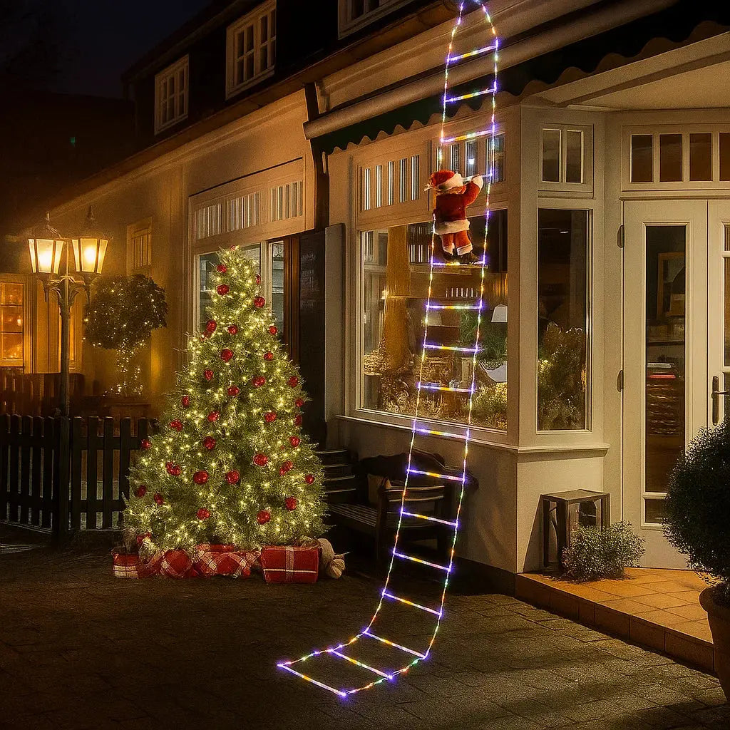 Climbing Santa Claus Decoration With LED Ladder