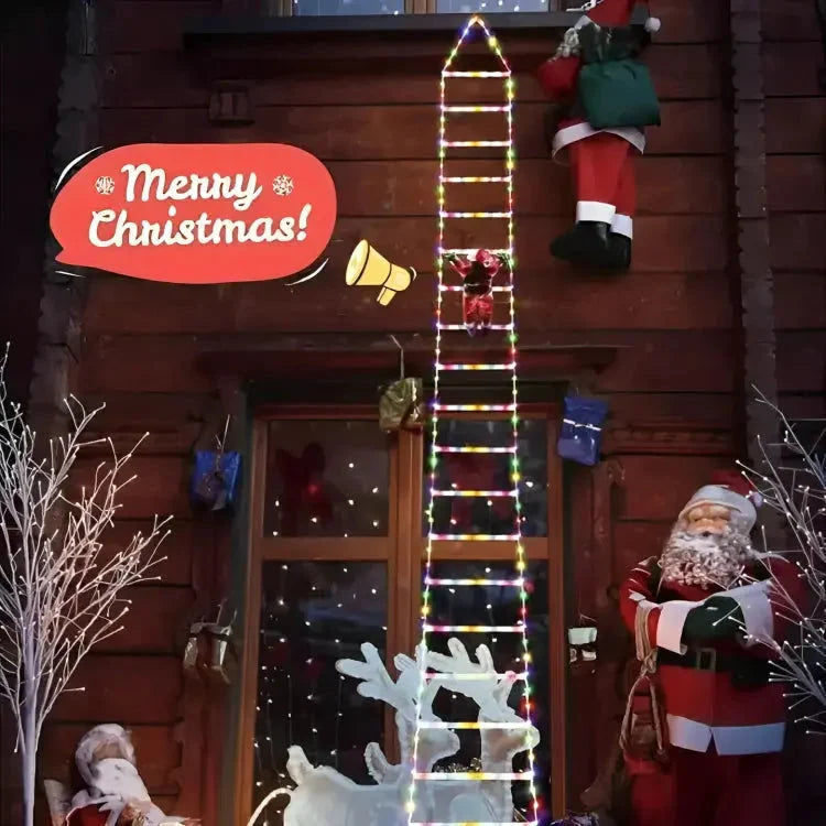 Climbing Santa Claus Decoration With LED Ladder