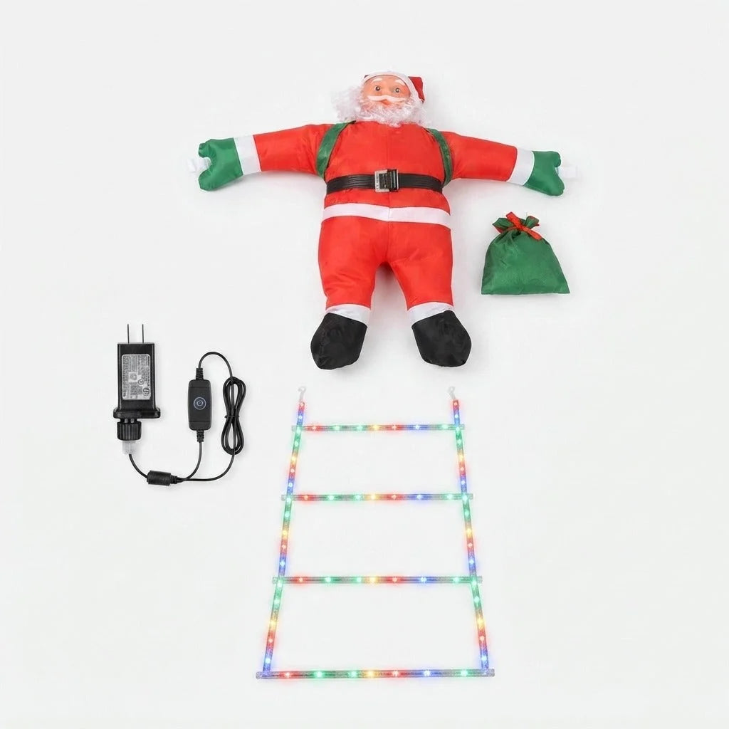Climbing Santa Claus Decoration With LED Ladder