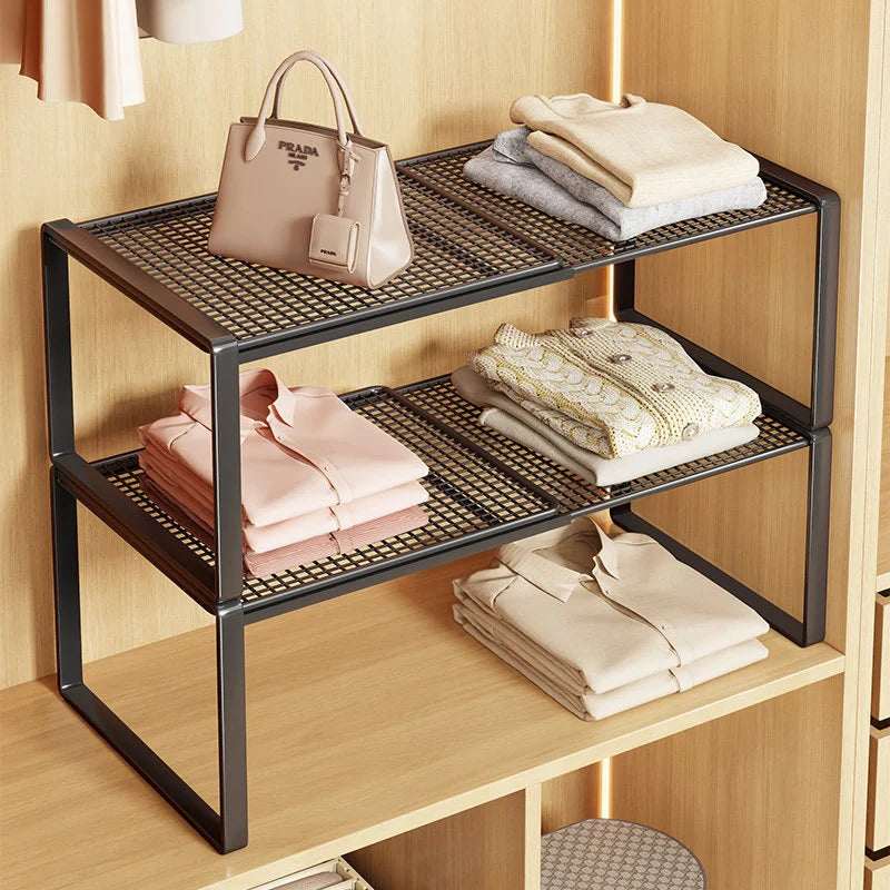 Closet Shelf Riser Expandable Steel Ventilated Grid Surface