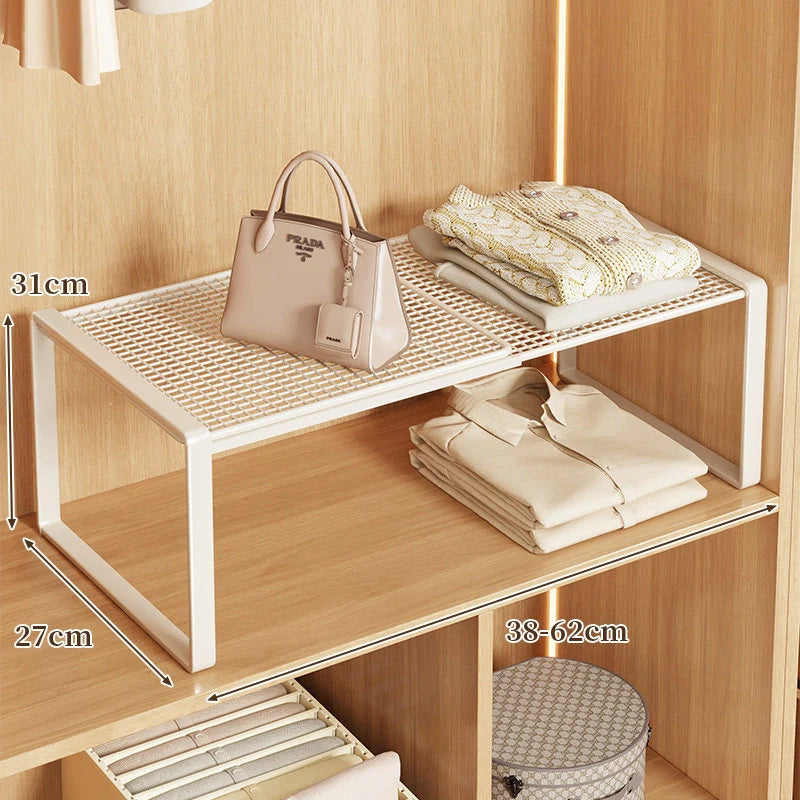Closet Shelf Riser Expandable Steel Ventilated Grid Surface