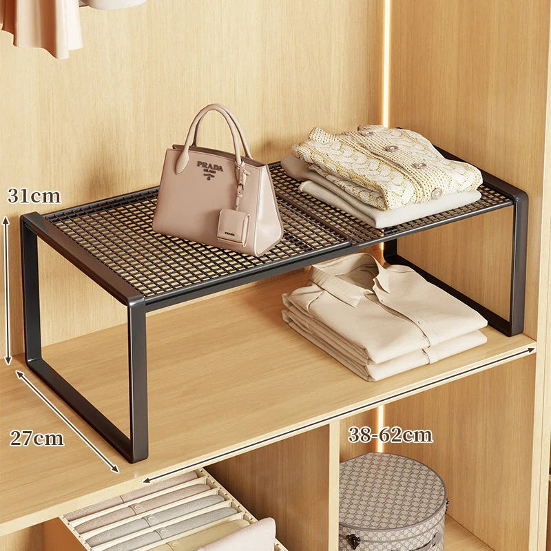 Closet Shelf Riser Expandable Steel Ventilated Grid Surface