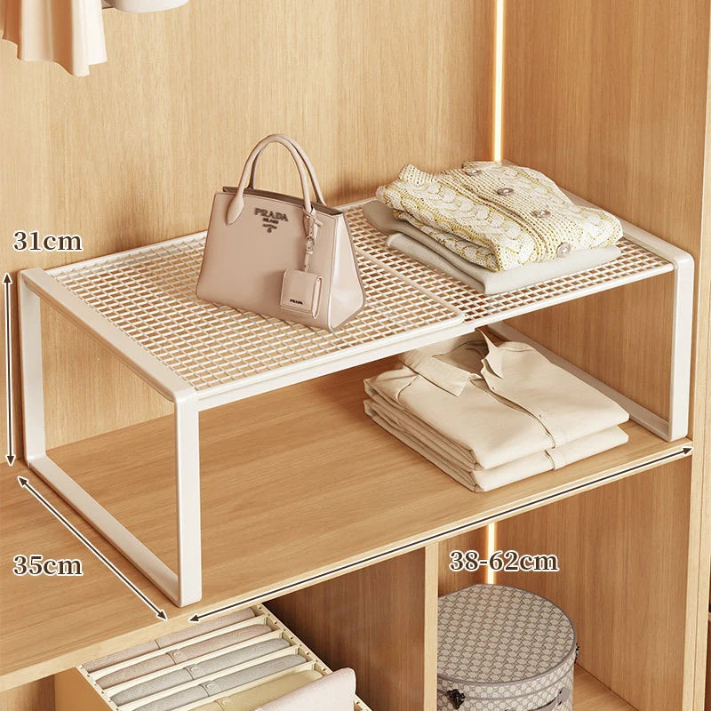 Closet Shelf Riser Expandable Steel Ventilated Grid Surface