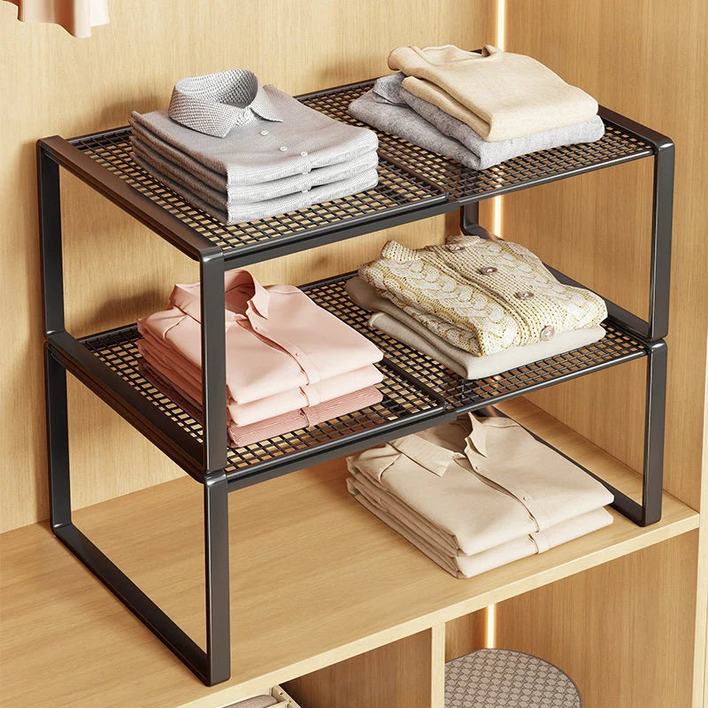 Closet Shelf Riser Expandable Steel Ventilated Grid Surface