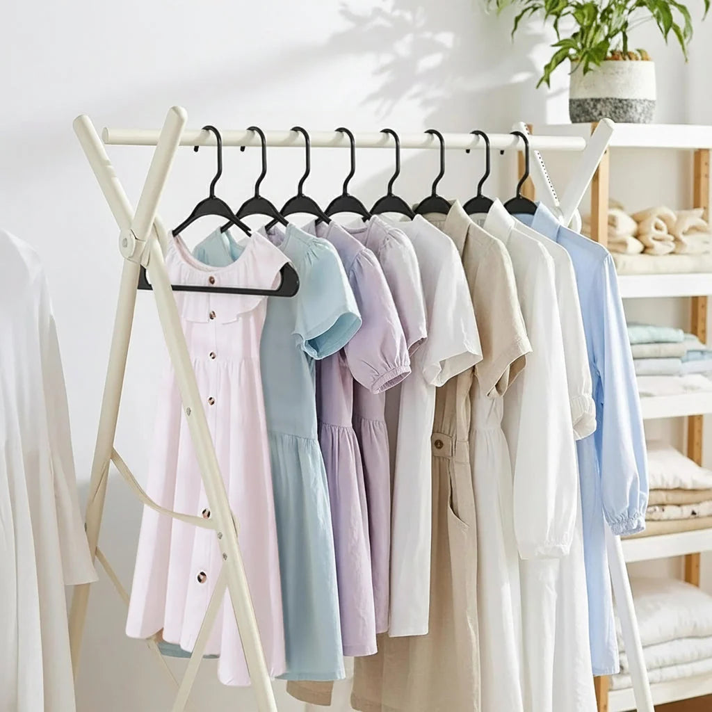 Clothes Hanger Set Slim Heavy-Duty Notched Shoulders Trouser Bar
