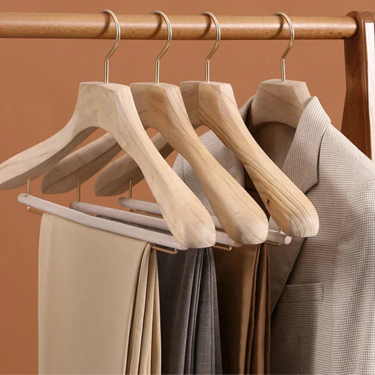 Clothes Hangers Camphor Wood Wide Shoulder Set of 2