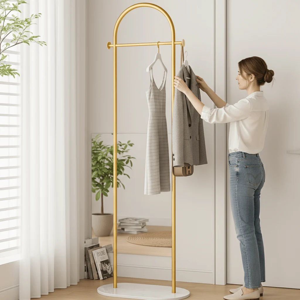 Clothes Rack Freestanding Metal Gold Finish