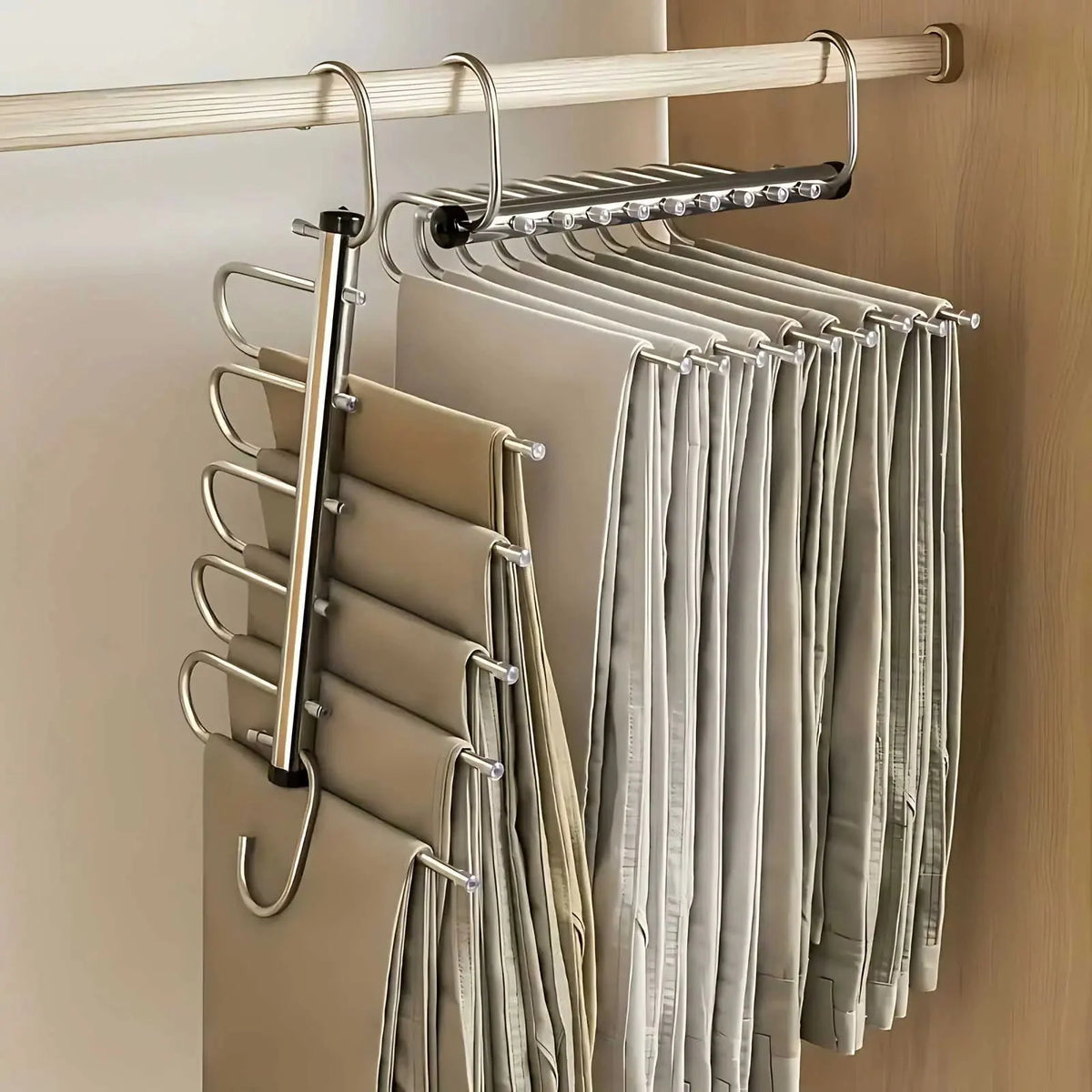 Clothing Hanger Organizer Stainless Steel Space-Saving Swivel Hooks