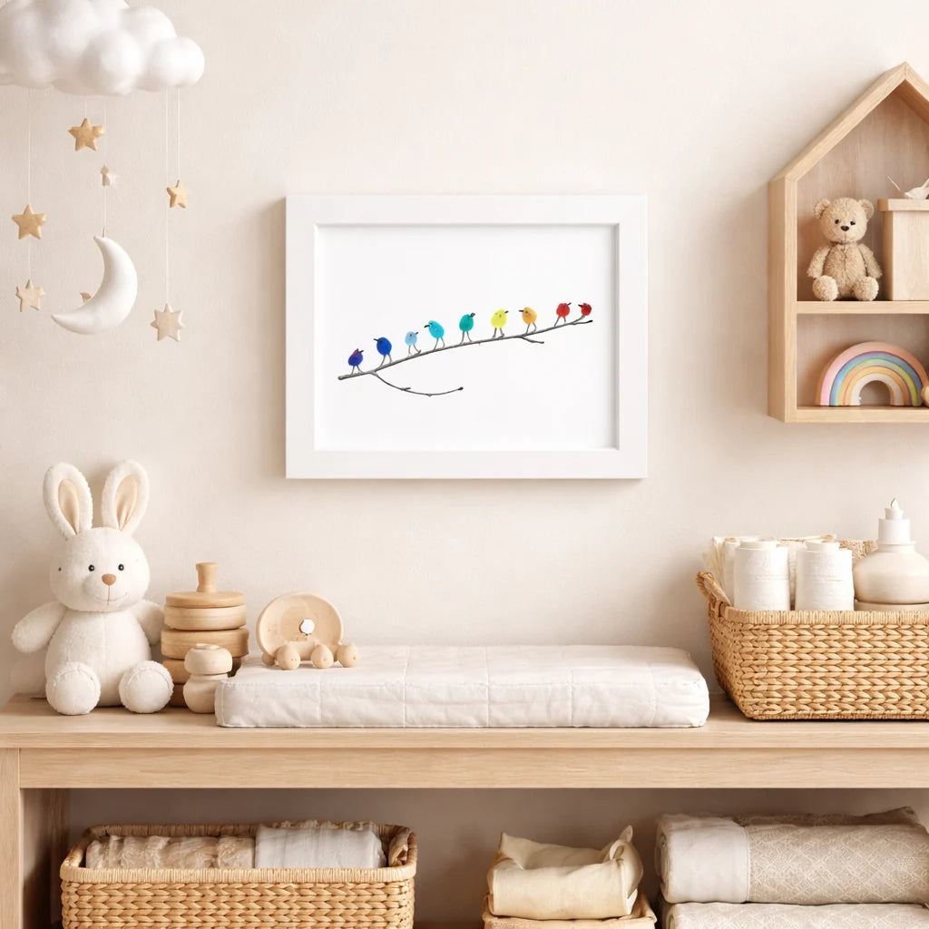 Coastal Wall Art Sea Glass & Driftwood Bird Motif