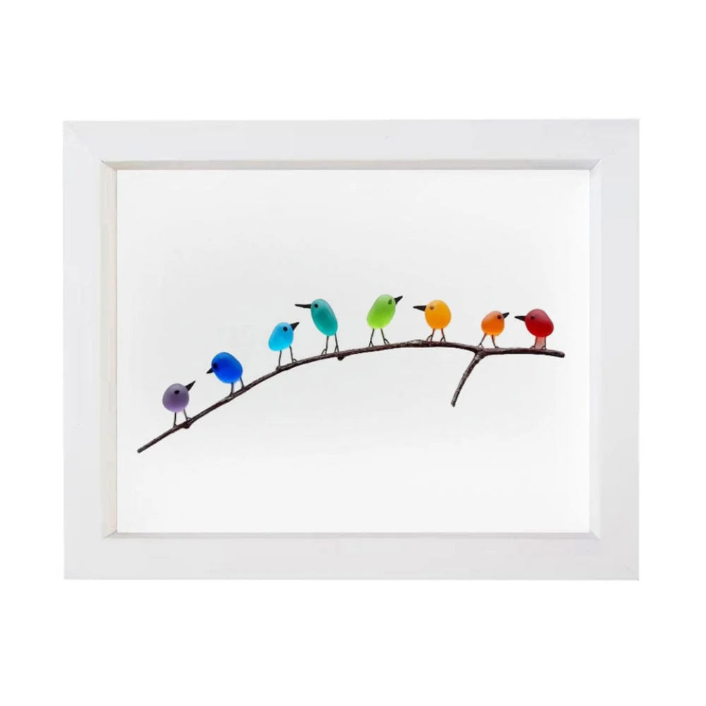Coastal Wall Art Sea Glass & Driftwood Bird Motif
