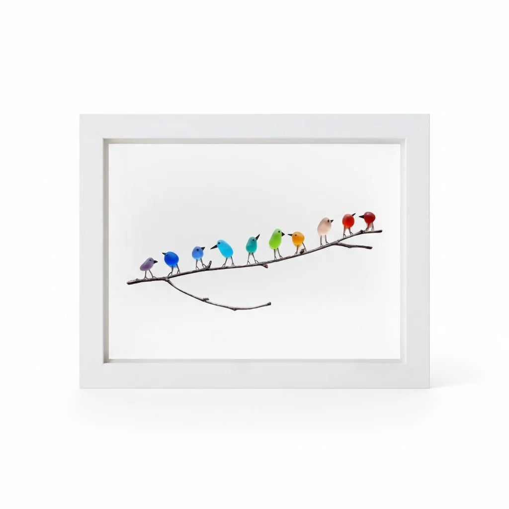 Coastal Wall Art Sea Glass & Driftwood Bird Motif