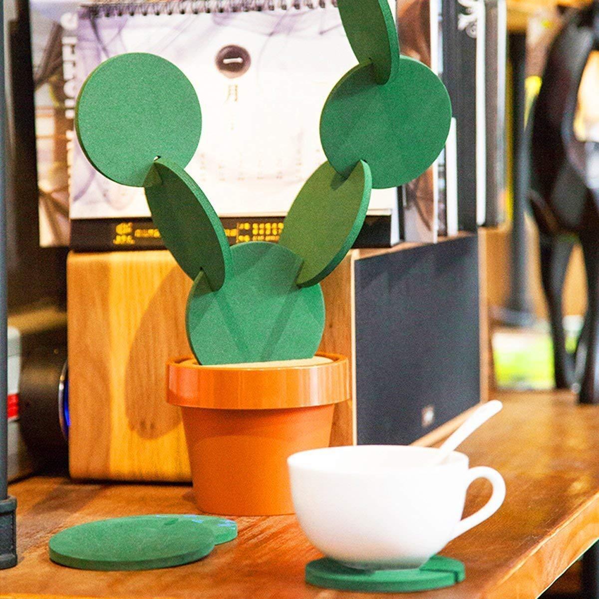 Coaster Set Cactus Design Heat-Resistant Waterproof