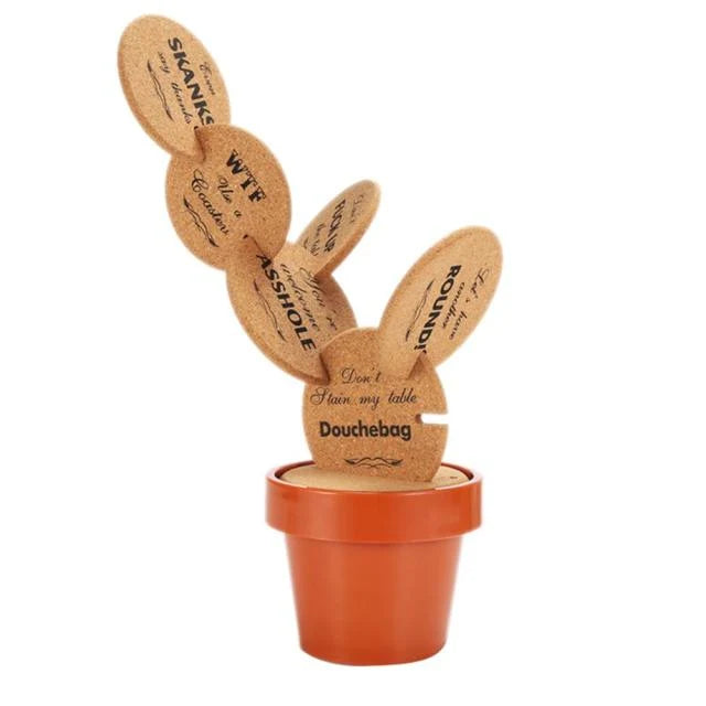 Coaster Set Cactus Design Heat-Resistant Waterproof
