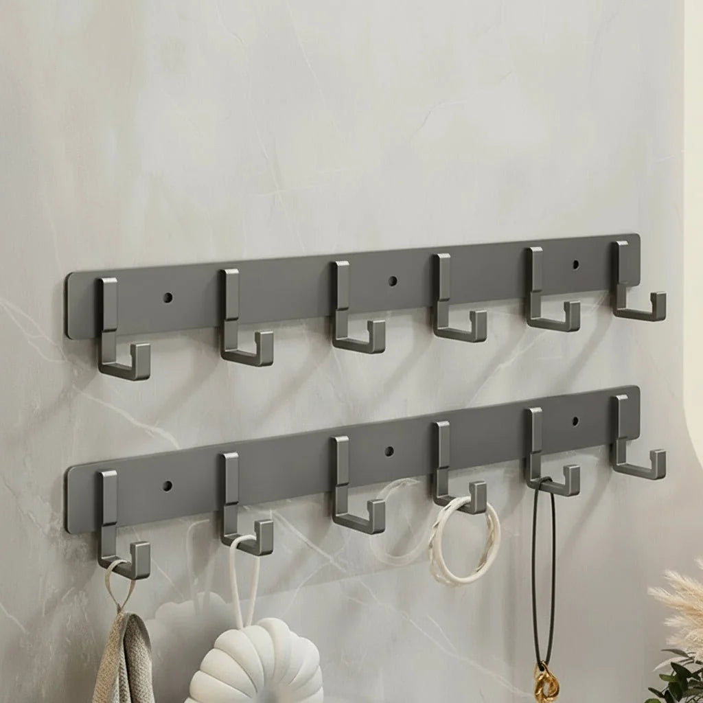 Coat Rack Wall-Mounted Metal Space-Saving Multiple Hooks