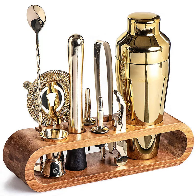 Cocktail Tool Set Stainless Steel 10-Piece With Stand