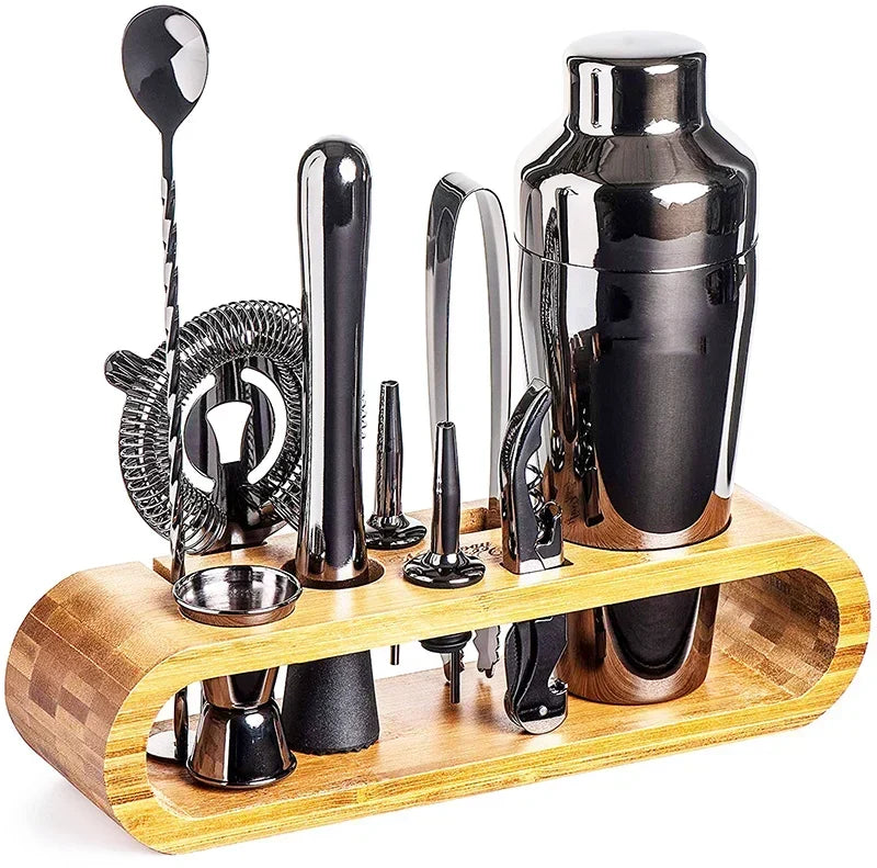 Cocktail Tool Set Stainless Steel 10-Piece With Stand
