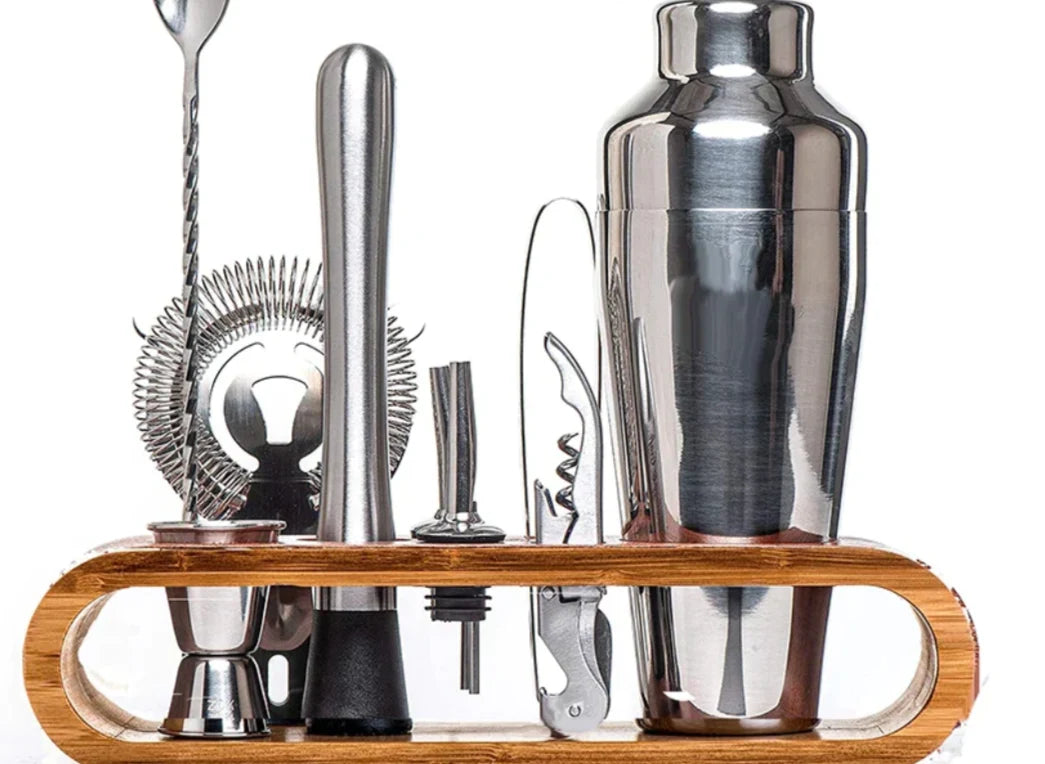 Cocktail Tool Set Stainless Steel 10-Piece With Stand