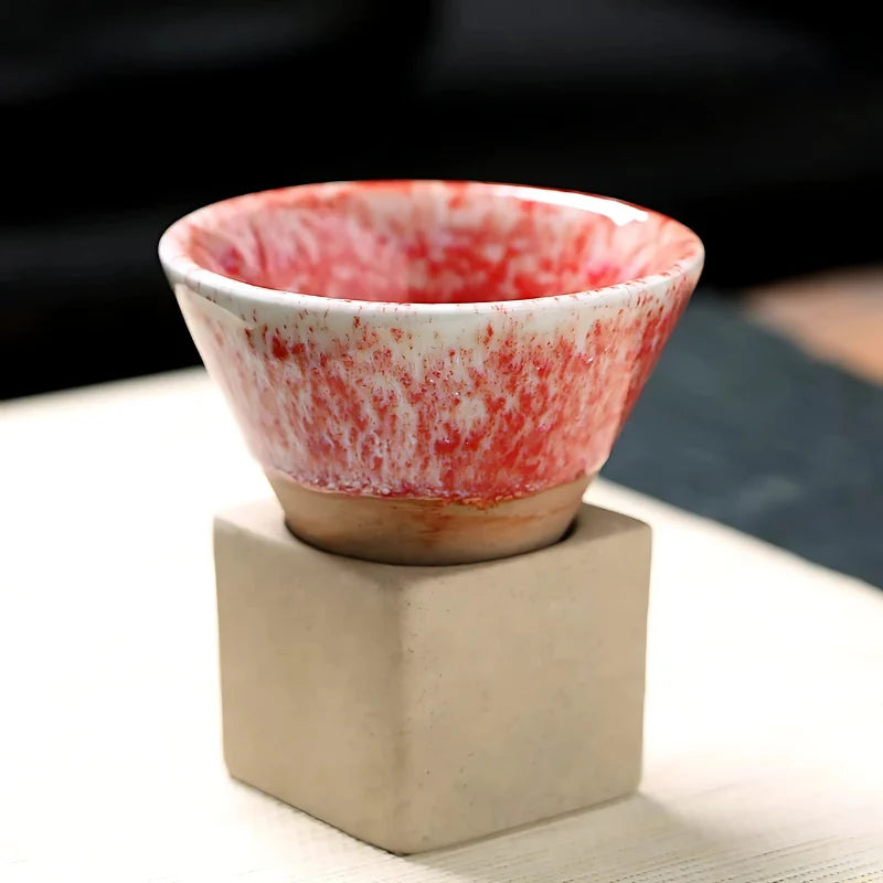 Coffee Cup Set Ceramic Holder Included Set of 2