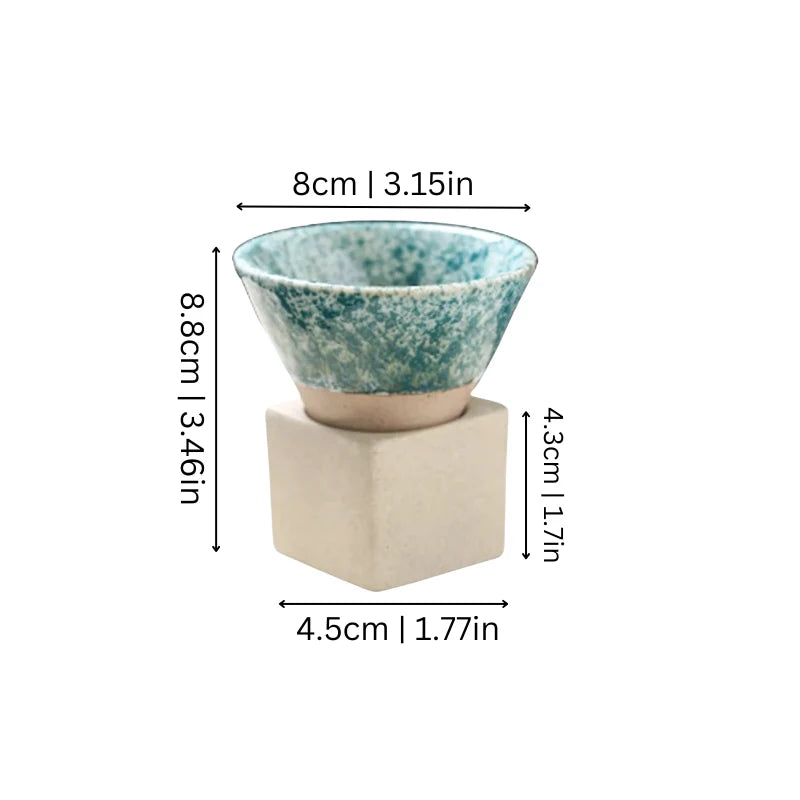 Coffee Cup Set Ceramic Holder Included Set of 2