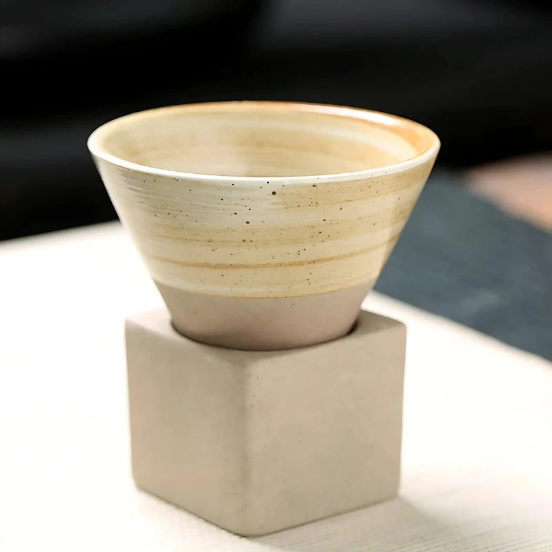 Coffee Cup Set Ceramic Holder Included Set of 2