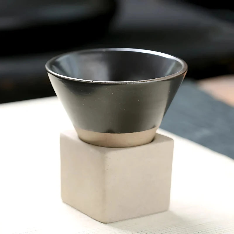 Coffee Cup Set Ceramic Holder Included Set of 2