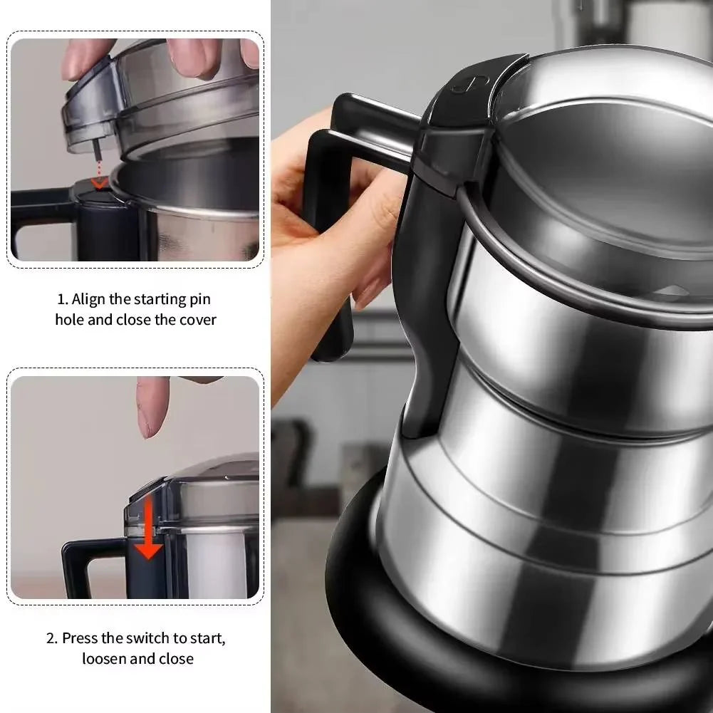 Coffee Grinder 400W 6 Spiral Blades Stainless Steel