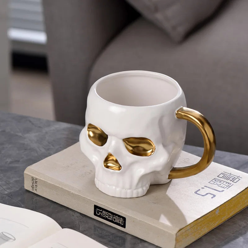 Coffee Mug Ceramic Skull Design 20.3 Fl Oz Ergonomic Handle