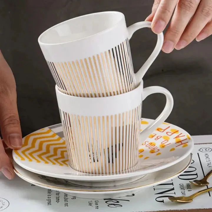 Coffee Mug Rotating Reflective Ceramic & Stainless Steel