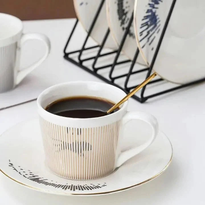 Coffee Mug Rotating Reflective Ceramic & Stainless Steel