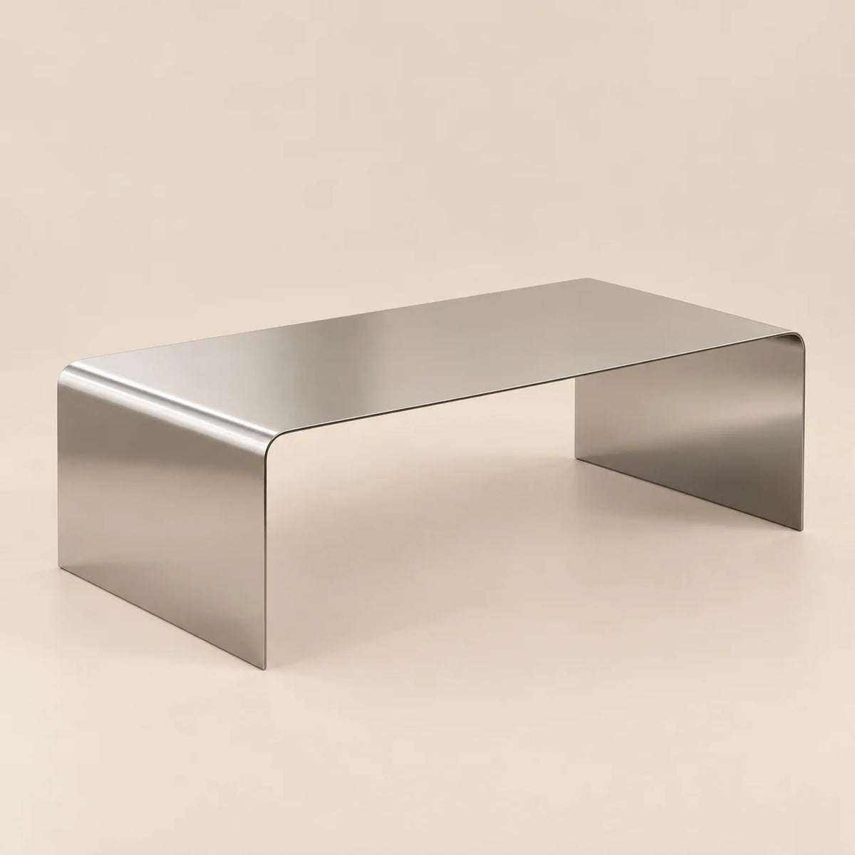 Coffee Table Stainless Steel Waterfall Design Polished Chrome