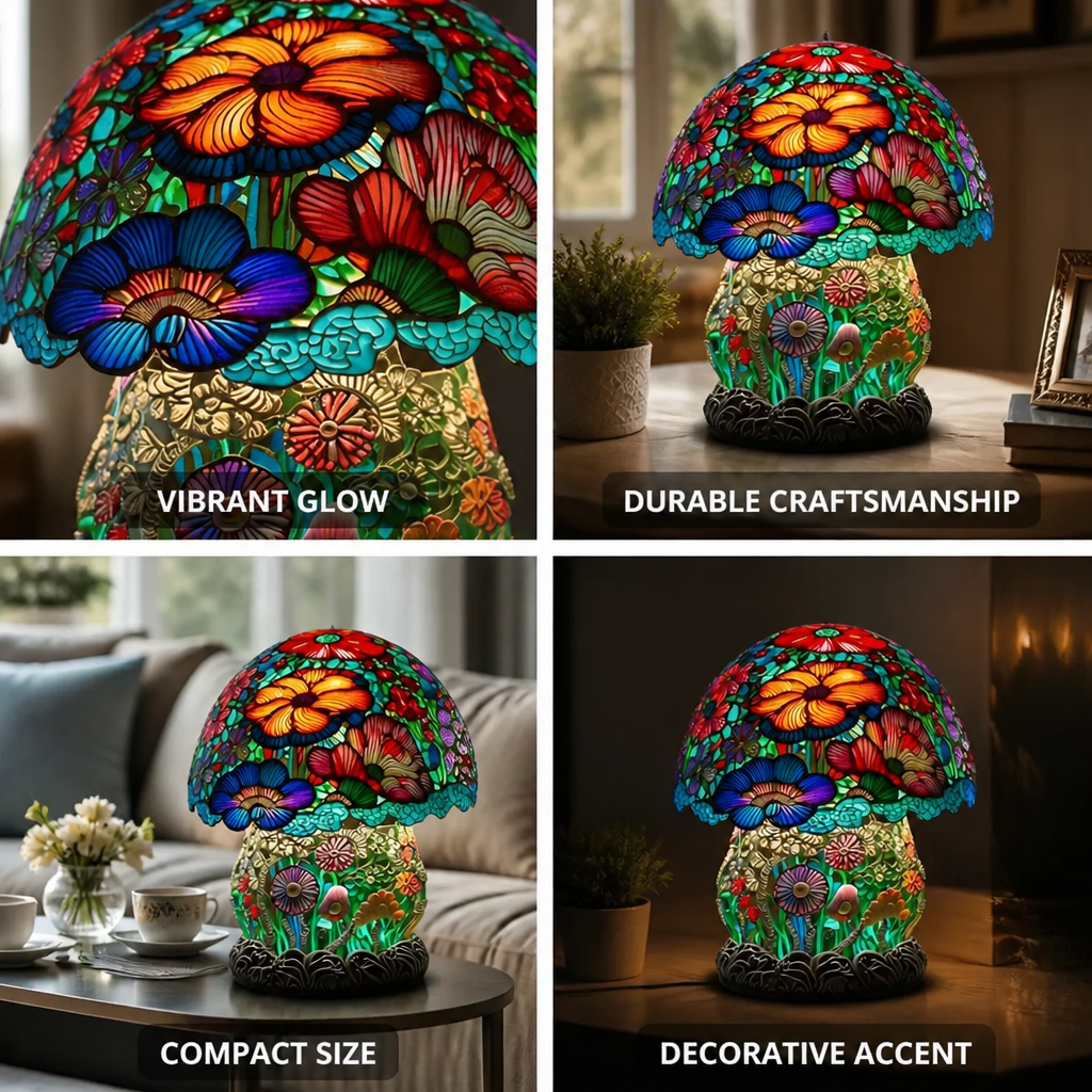 Colorful Copper-Foil Stained Glass Table Lamp