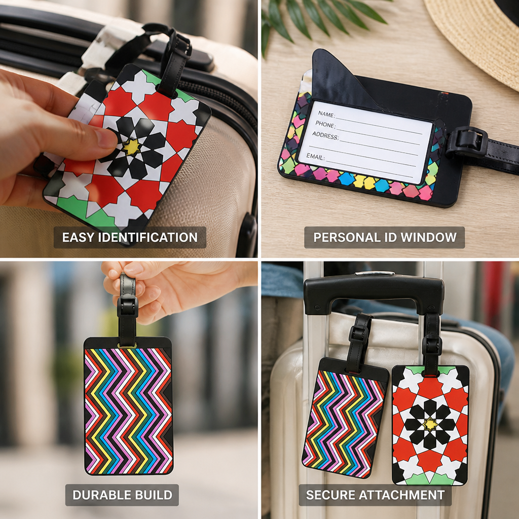 Colorful Geometric ID Window Luggage Tag