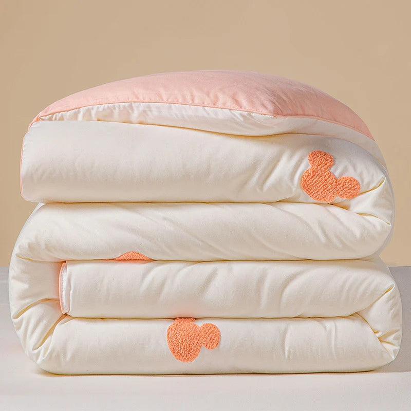 Comforter Reversible Plush Chenille Heart Embroidery