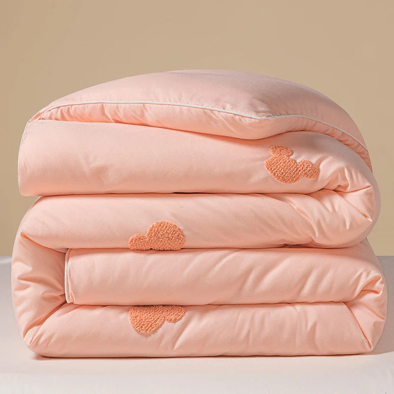 Comforter Reversible Plush Chenille Heart Embroidery