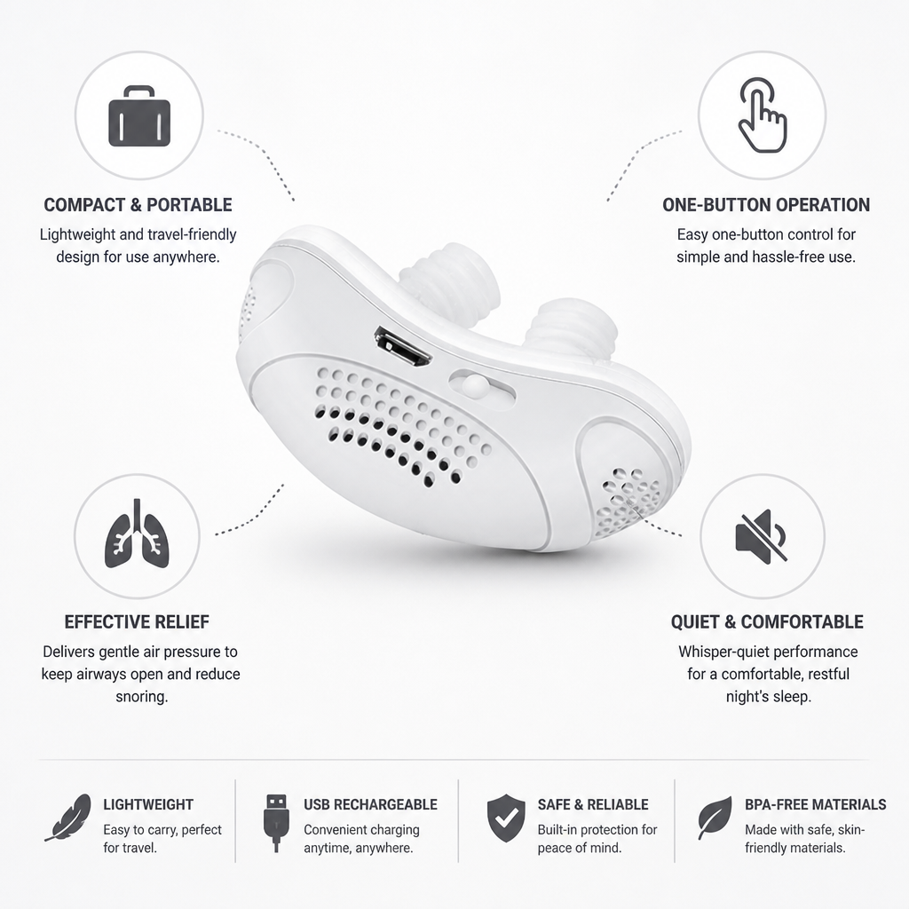 Compact Portable One-Button Micro CPAP