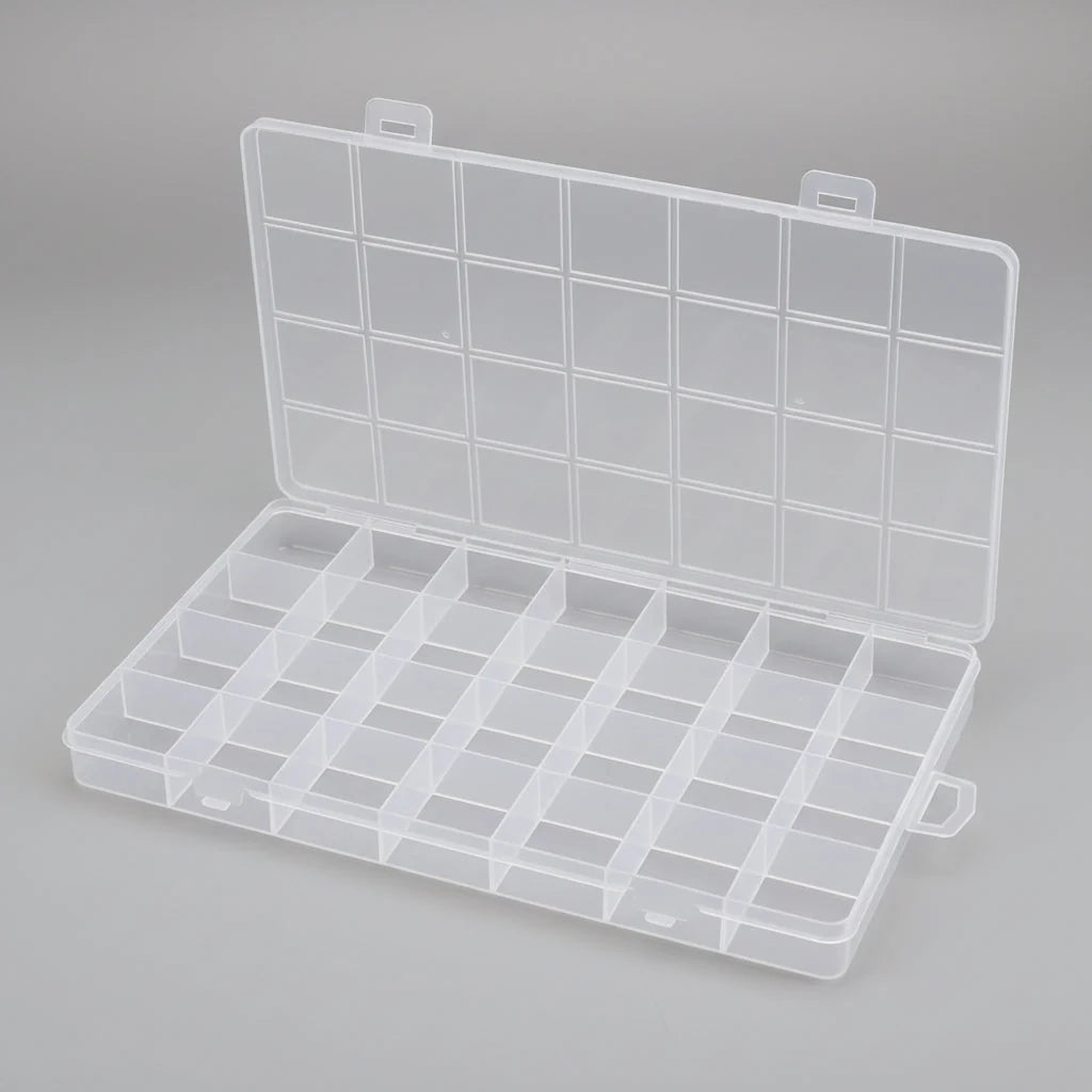 Compartment Storage Case Clear Fixed Compartments Single Lid Stackable