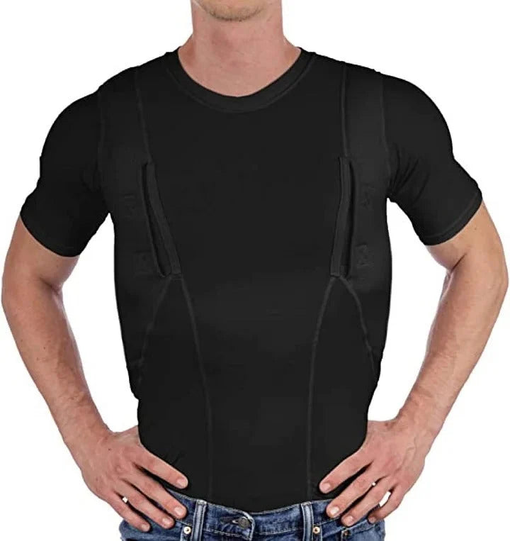 Compression Shirt Concealed Carry Dual Pockets Moisture-Wicking