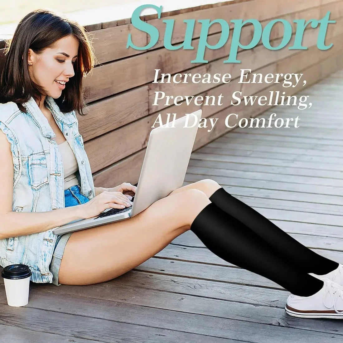 Compression Socks Graduated Compression & Non-Slip Cuff