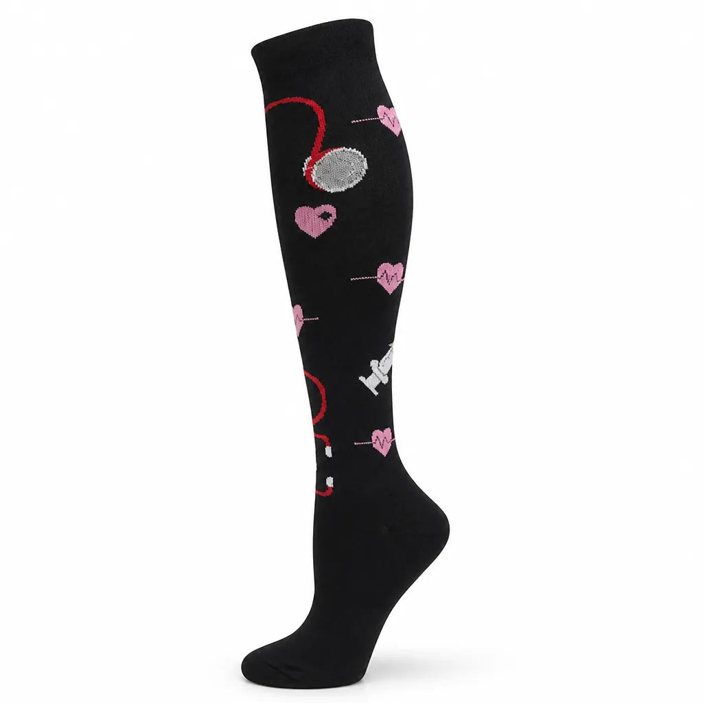 Compression Socks Knee-High Graduated Support Breathable Cotton Blend