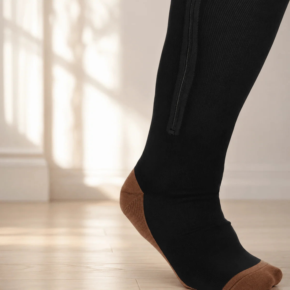 Compression Socks Zippered Open Toe 20–30 mmHg Support